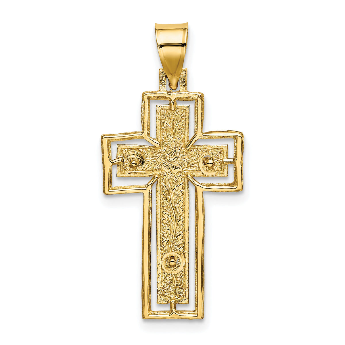 10K Textured Crucifix w/ Frame Charm-10K8438