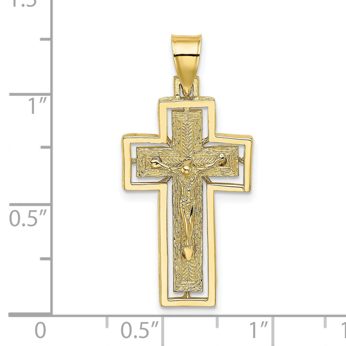 10K Textured Crucifix w/ Frame Charm-10K8438