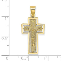 10K Textured Crucifix w/ Frame Charm-10K8438