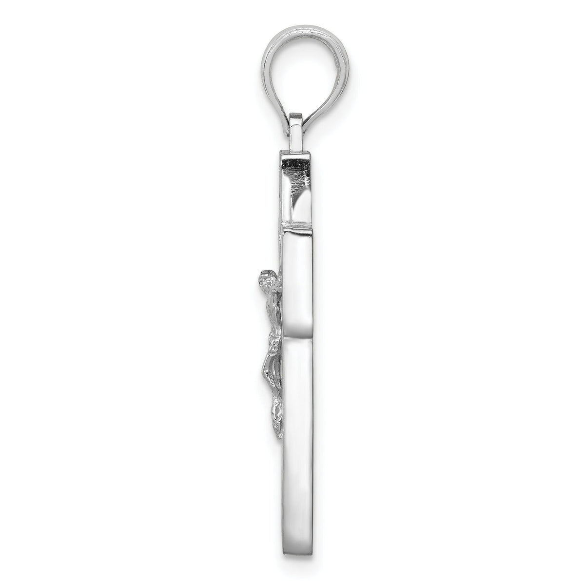 10K White Gold Textured Crucifix w/ Frame Charm-10K8438W