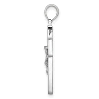 10K White Gold Textured Crucifix w/ Frame Charm-10K8438W