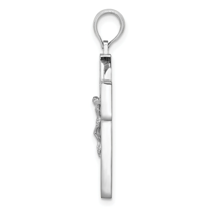 10K White Gold Textured Crucifix w/ Frame Charm-10K8438W
