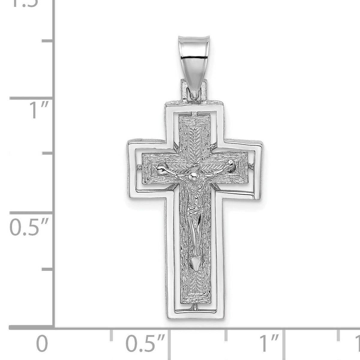 10K White Gold Textured Crucifix w/ Frame Charm-10K8438W