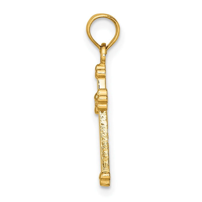 10K Polished Beaded Cross-10K8442