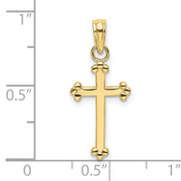 10K Polished Beaded Cross-10K8442