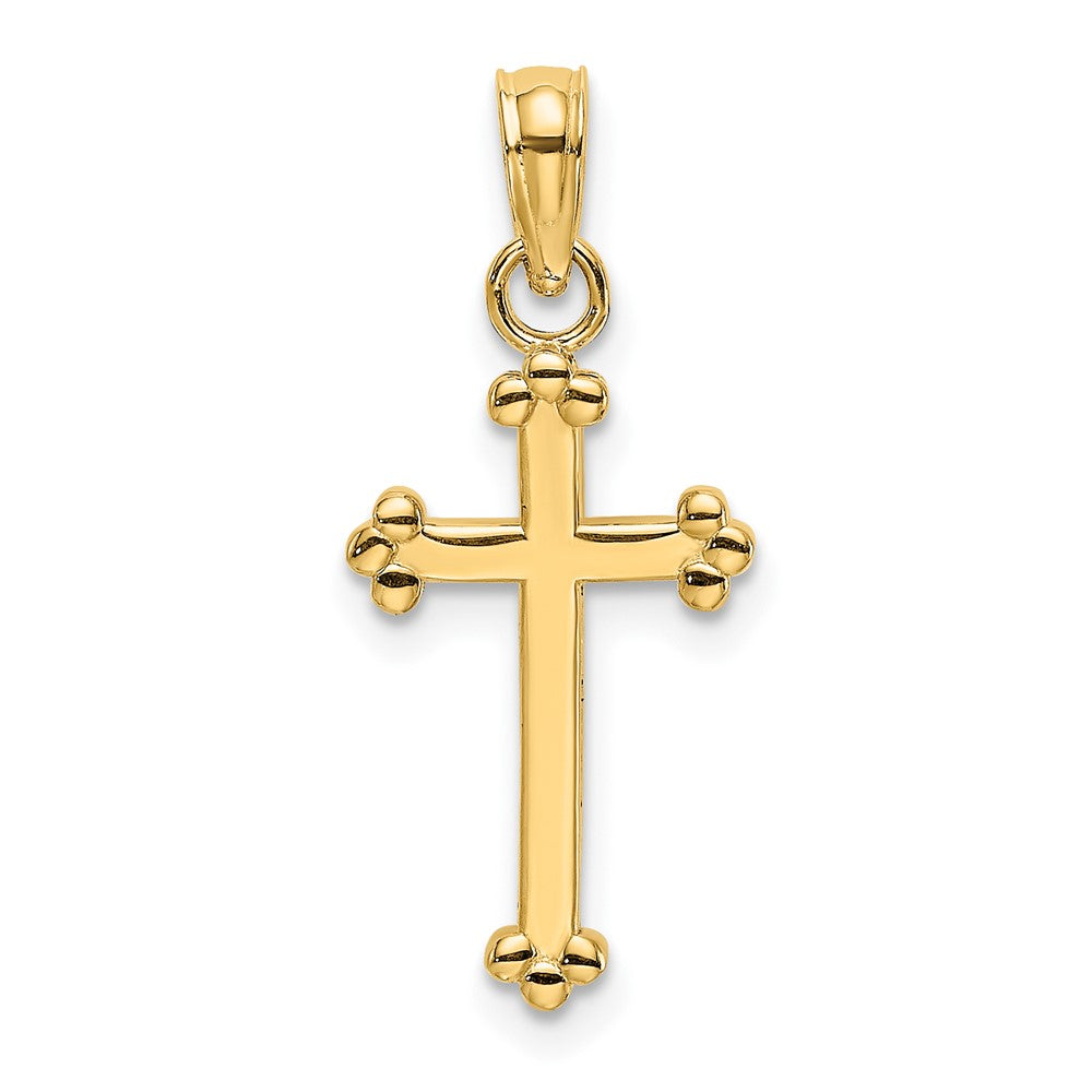 10K Polished Beaded Cross-10K8442