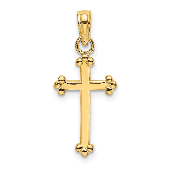 10K Polished Beaded Cross-10K8442