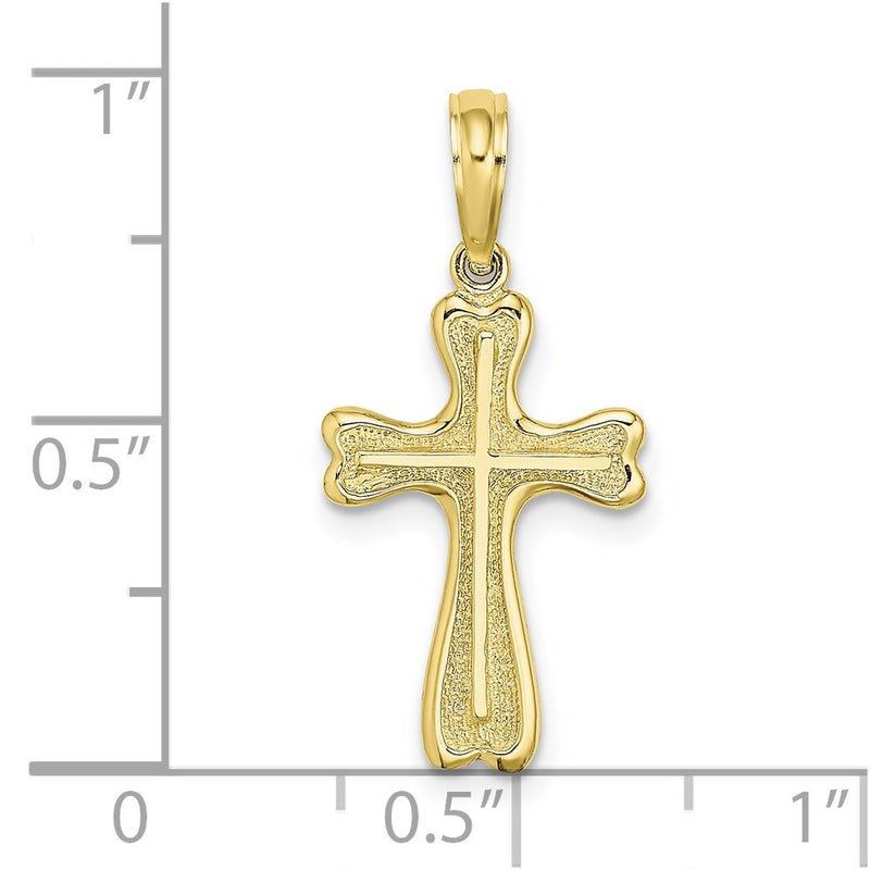 10K Cross w/ Textured Heart Edges Design Charm-10K8451