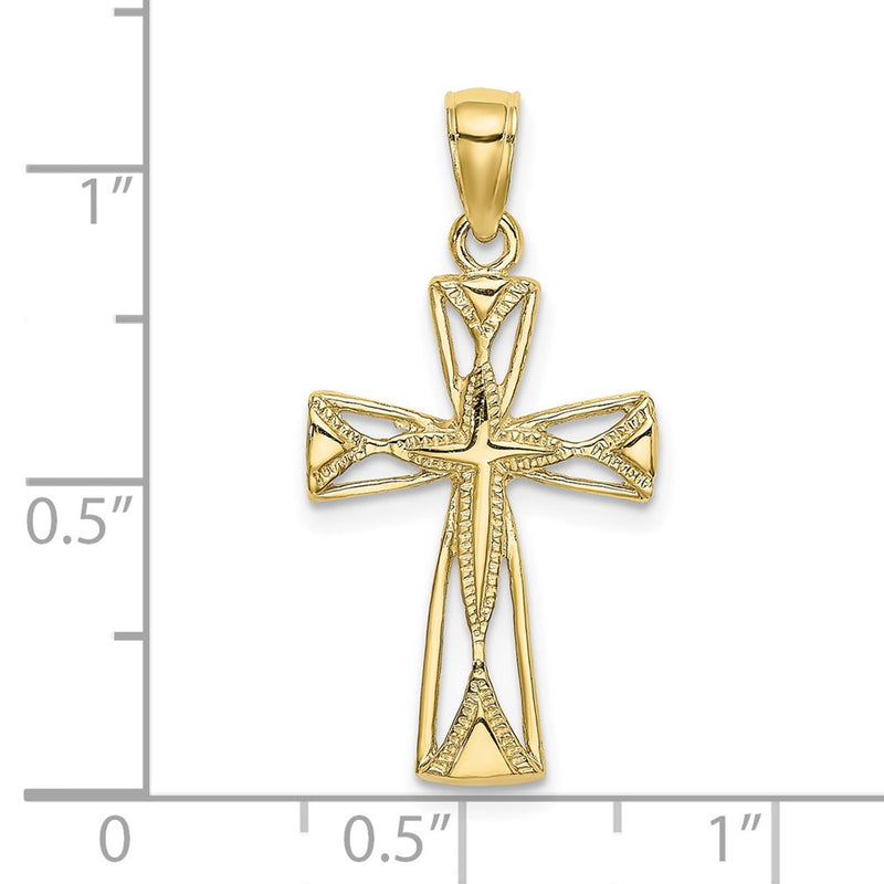 10K Polished Cut-Out Design Cross Charm-10K8460