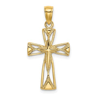 10K Polished Cut-Out Design Cross Charm-10K8460