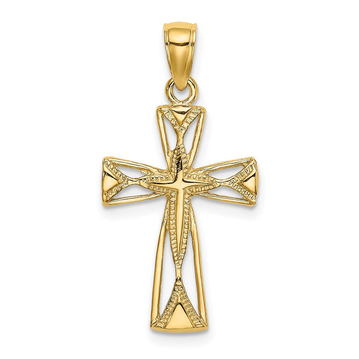 10K Polished Cut-Out Design Cross Charm-10K8460