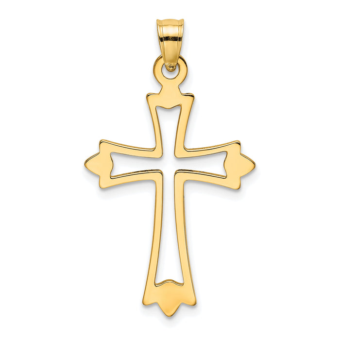 10K Polished and Cut-Out Cross Charm-10K8482