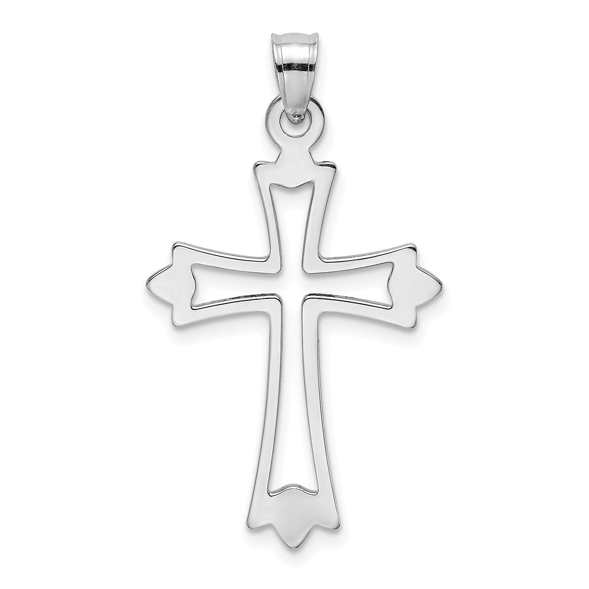 10K White Gold Polished  Cut-Out Cross Charm-10K8482W