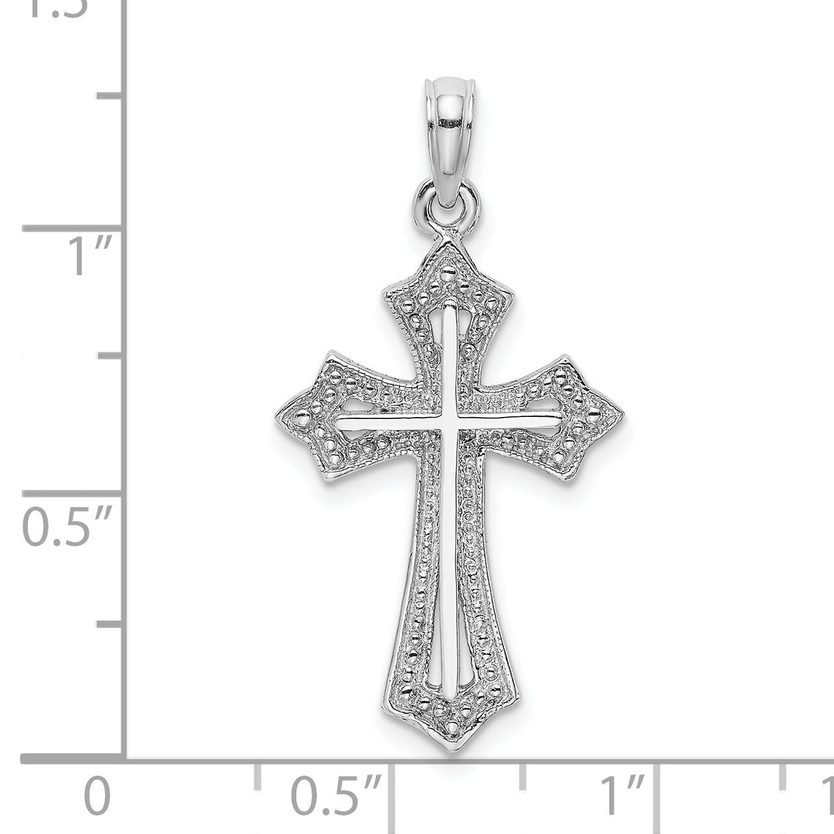 10K White Gold Beaded Cross Charm-10K8484W