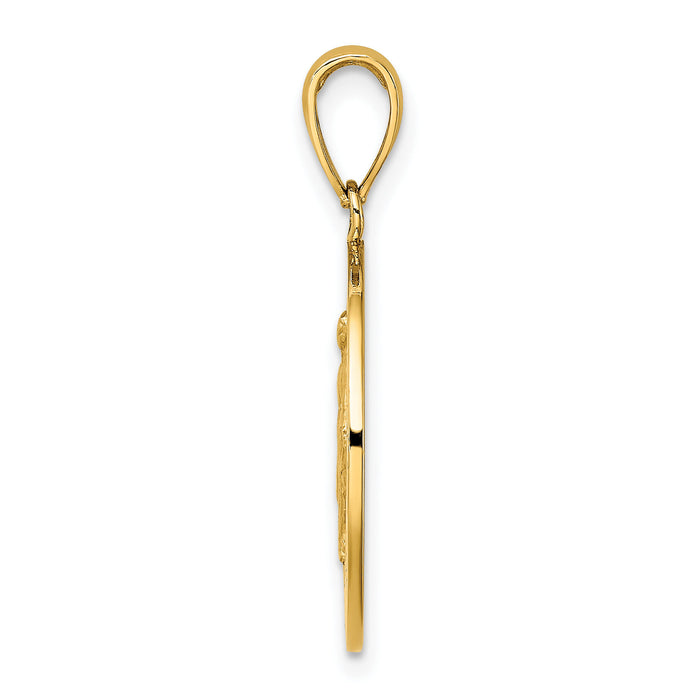 10K Polished and Satin Miraculous Medal Charm-10K8487