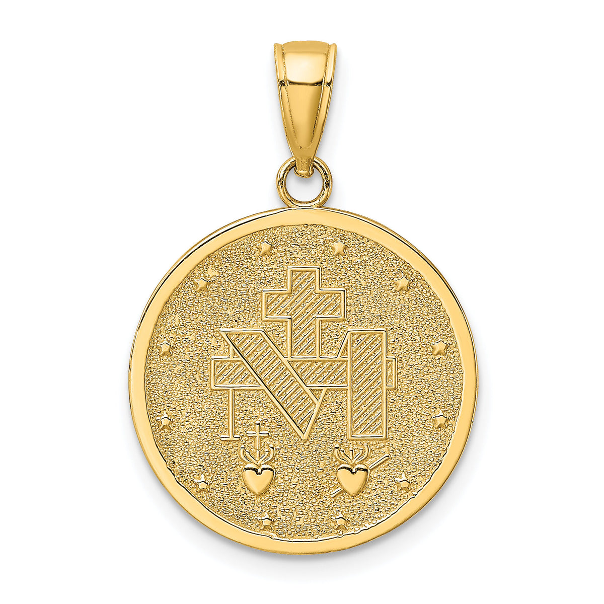 10K Polished and Satin Miraculous Medal Charm-10K8487