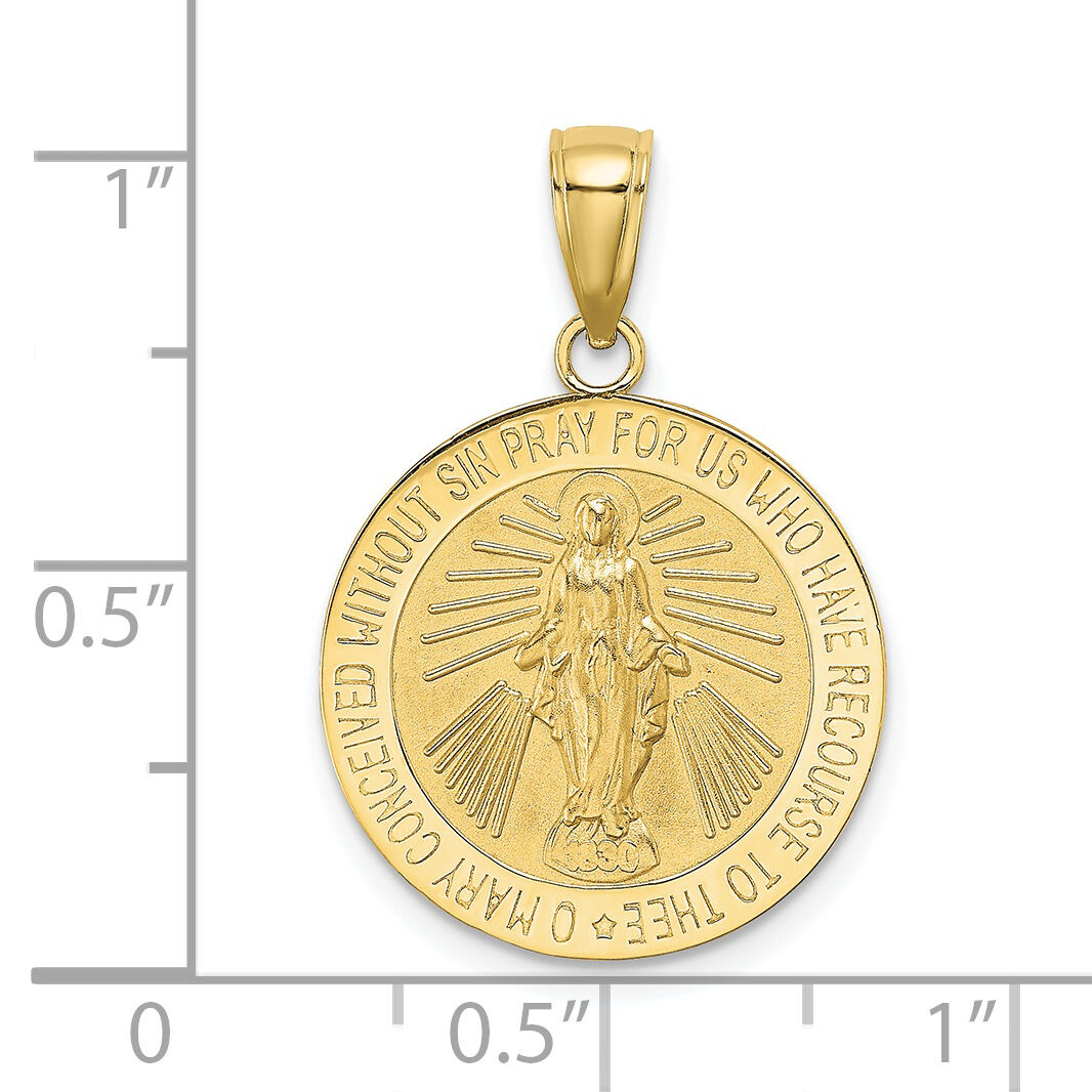 10K Polished and Satin Miraculous Medal Charm-10K8487