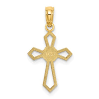 10K Cut-Out and Flat Cross W/ Flower Charm-10K8488
