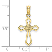 10K Cut-Out and Flat Cross W/ Flower Charm-10K8488