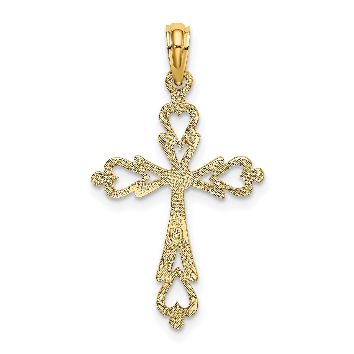 10K Cross Cut-Out w/ Heart Ends Charm-10K8489