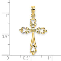 10K Cross Cut-Out w/ Heart Ends Charm-10K8489