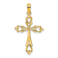 10K Cross Cut-Out w/ Heart Ends Charm-10K8489