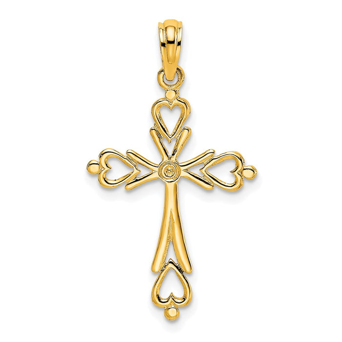 10K Cross Cut-Out w/ Heart Ends Charm-10K8489