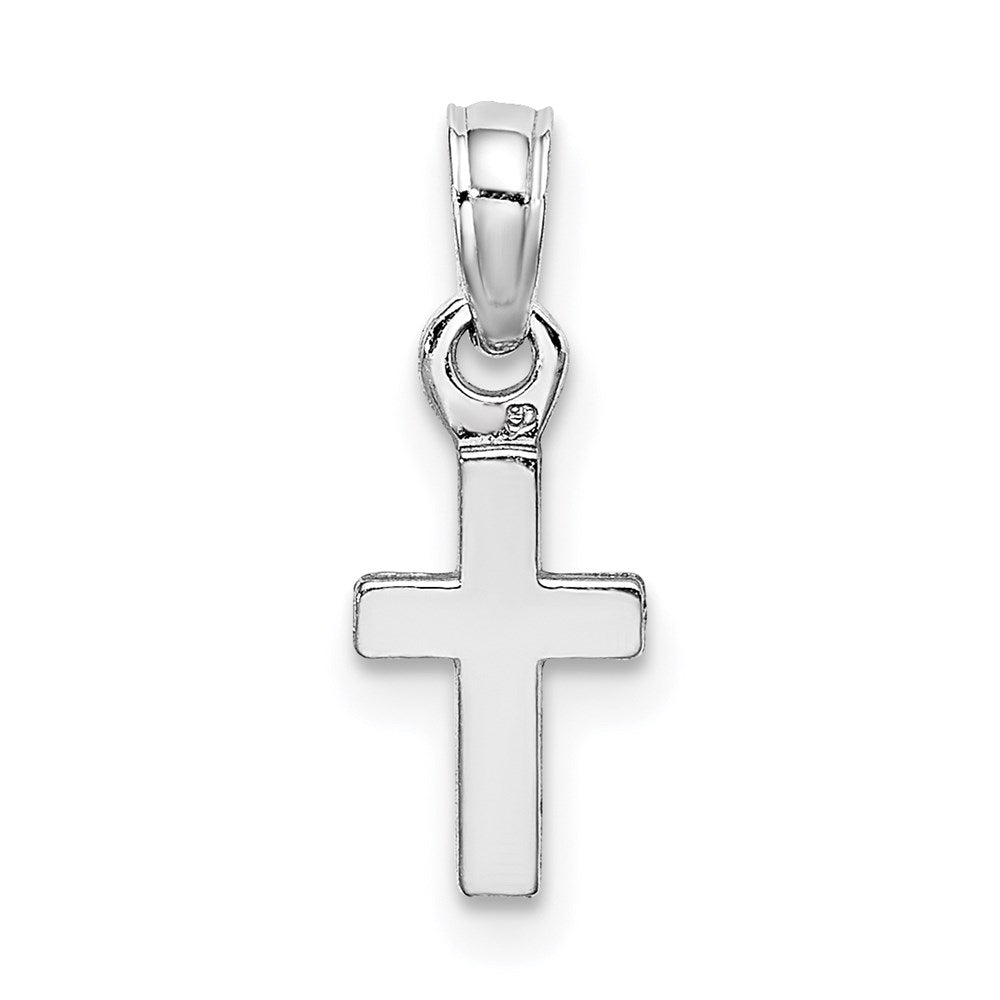 10K White Gold Polished Mini Cross Charm-10K8493W