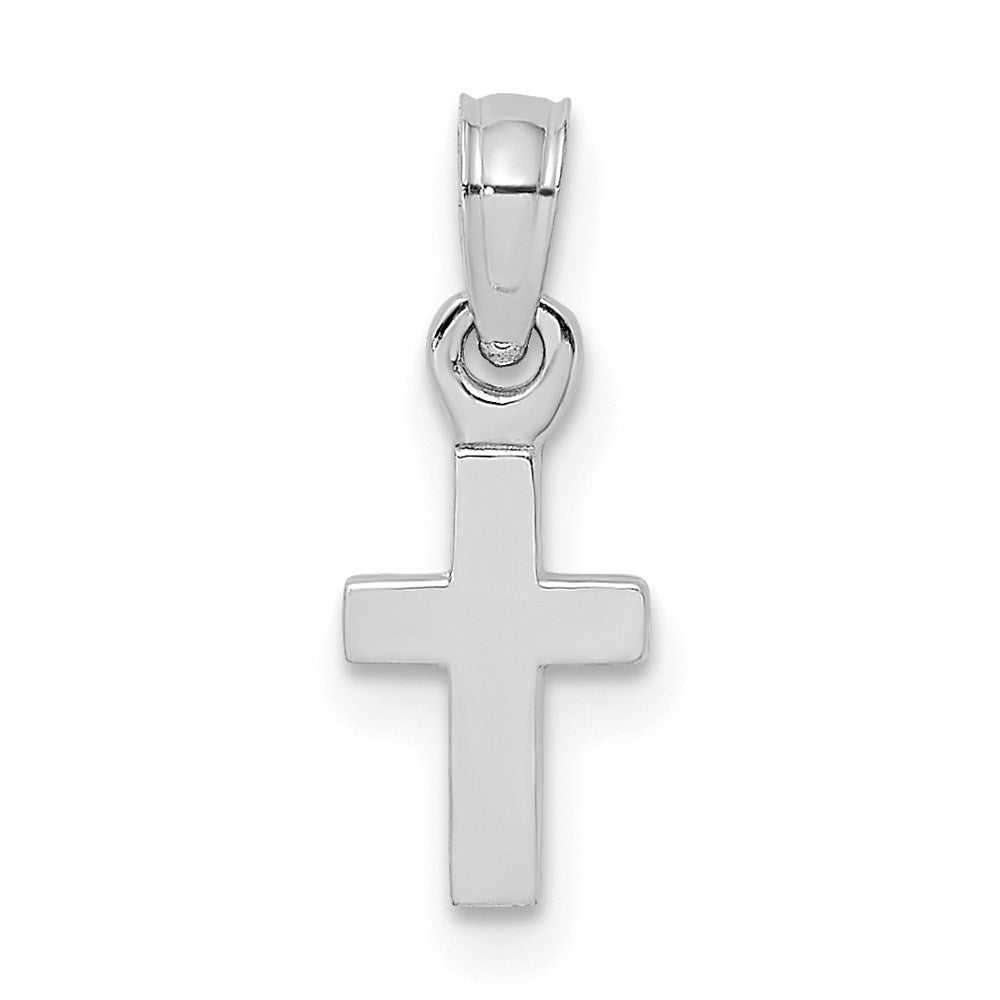 10K White Gold Polished Mini Cross Charm-10K8493W