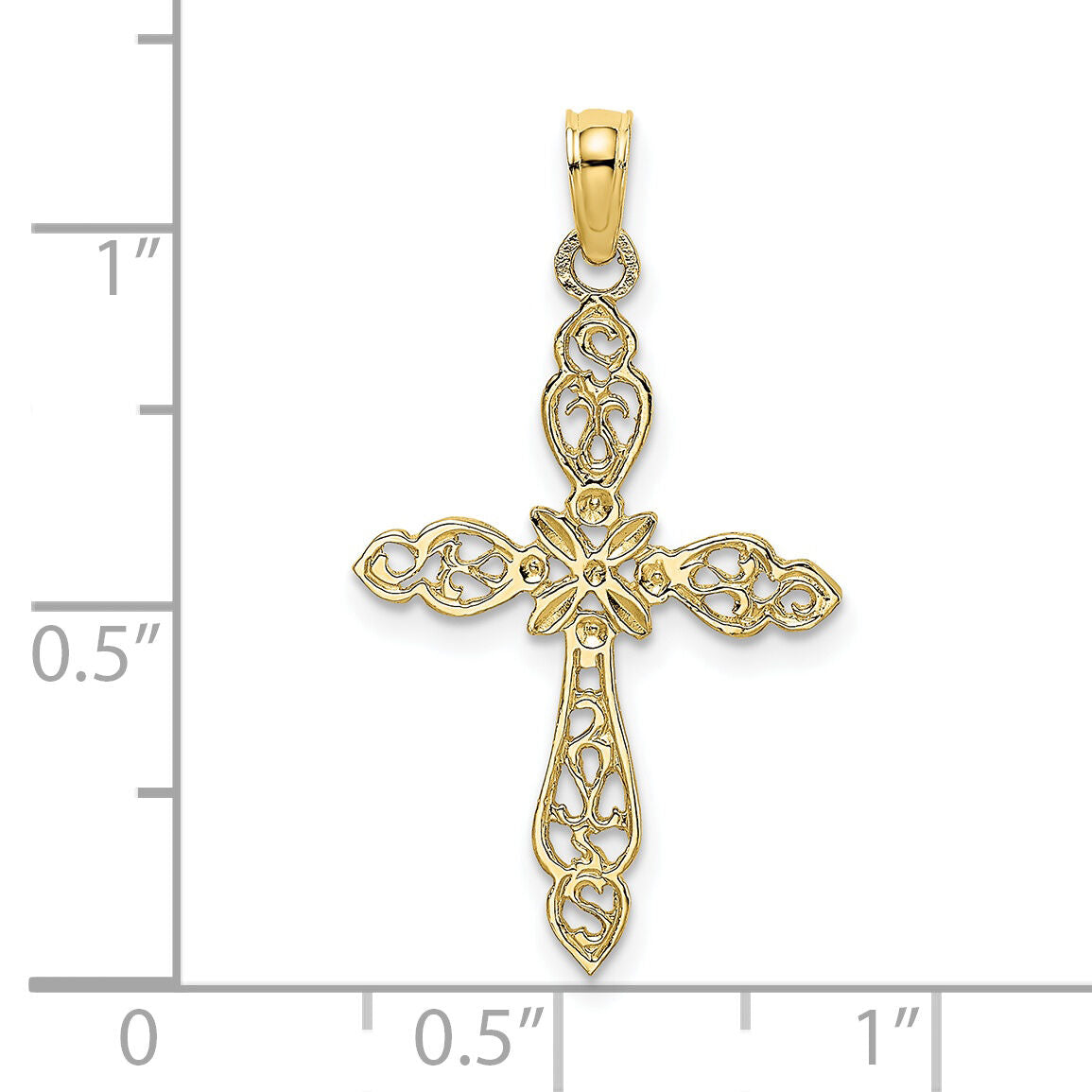 10K Polished Cut-Out Cross Charm-10K8494