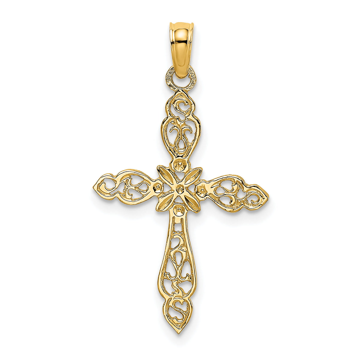 10K Polished Cut-Out Cross Charm-10K8494