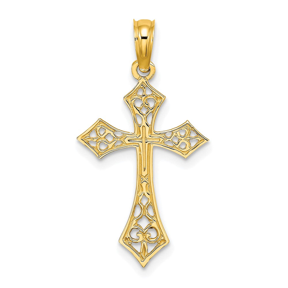 10K Filigree Cross Charm-10K8495