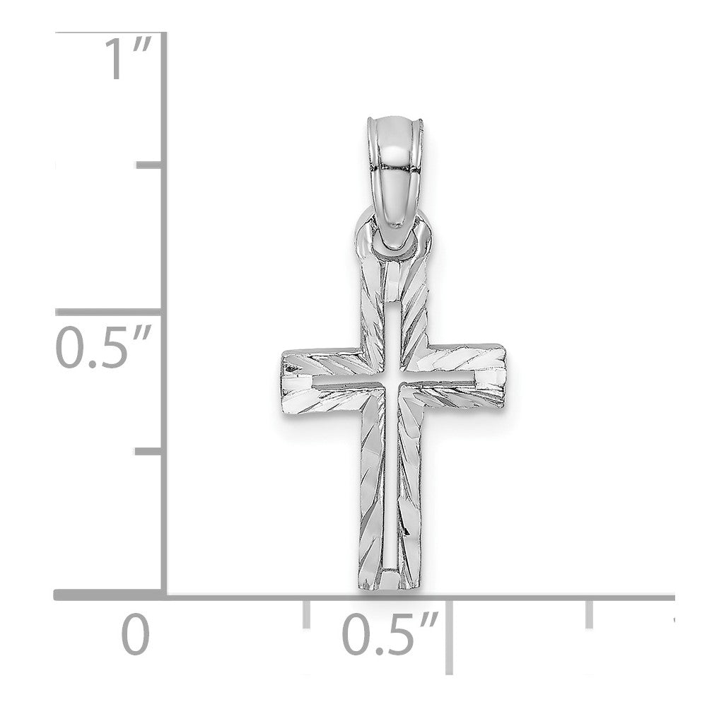 10K White Gold D/C Cross Charm-10K8499W