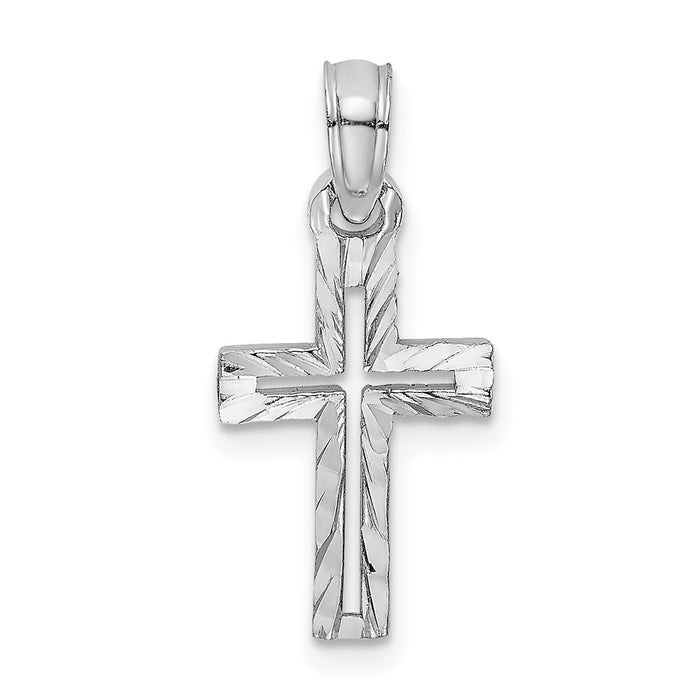 10K White Gold D/C Cross Charm-10K8499W
