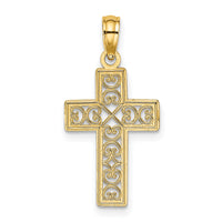 10K Textured Lace Center Cross Charm-10K8504