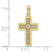 10K Textured Lace Center Cross Charm-10K8504