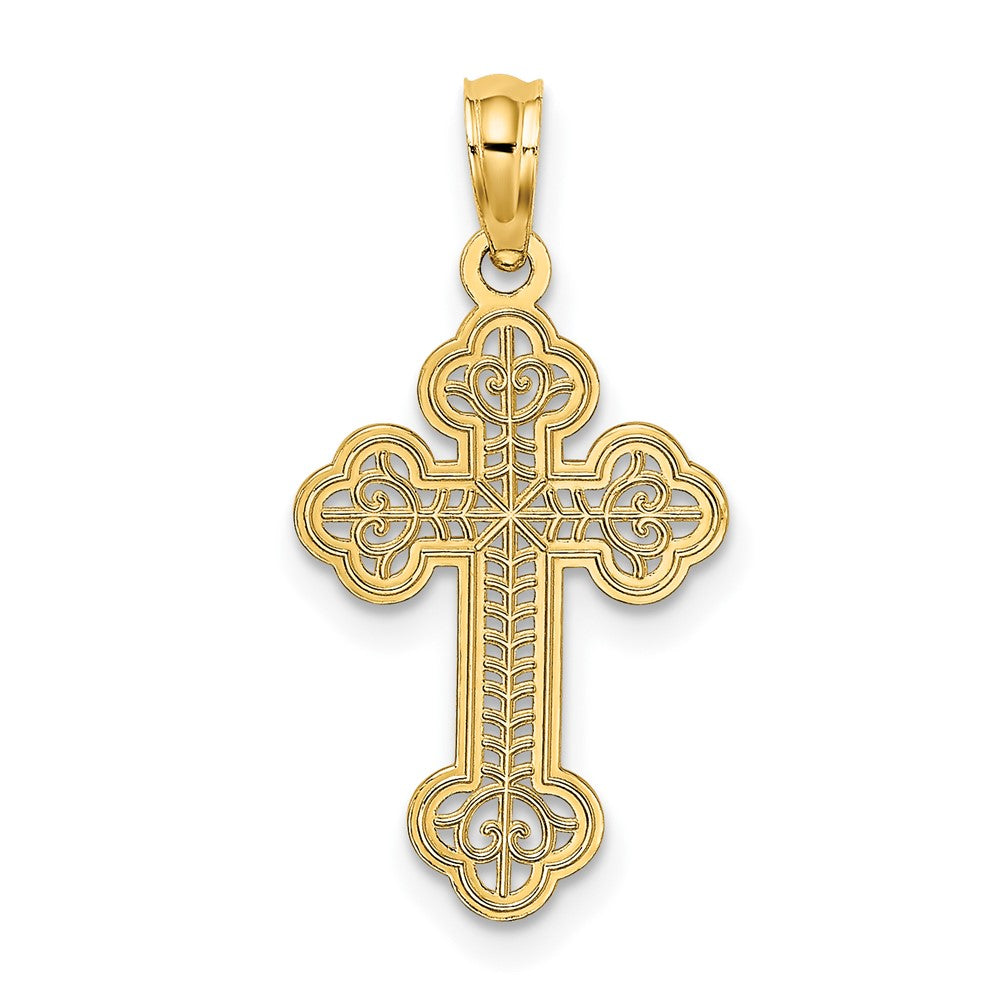 10K Lace Center Budded Cross Charm-10K8506