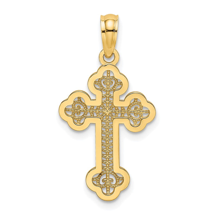 10K Lace Center Budded Cross Charm-10K8506