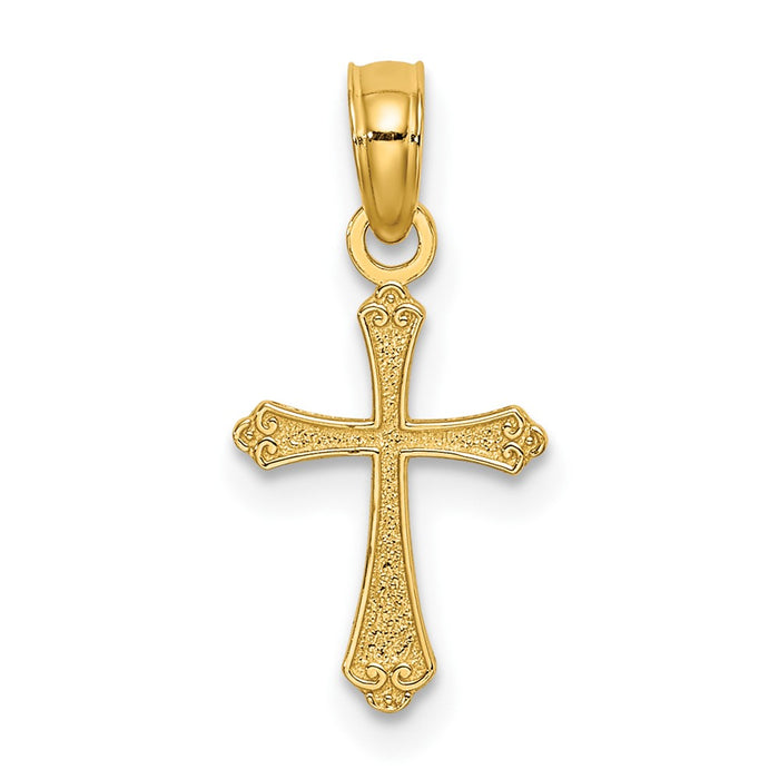 10K Textured Mini Cross Charm-10K8510