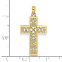 10K Textured Lace Center Cross Charm-10K8511