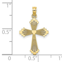 10K Cut-Out Stripes Cross w/ Heart Charm-10K8513