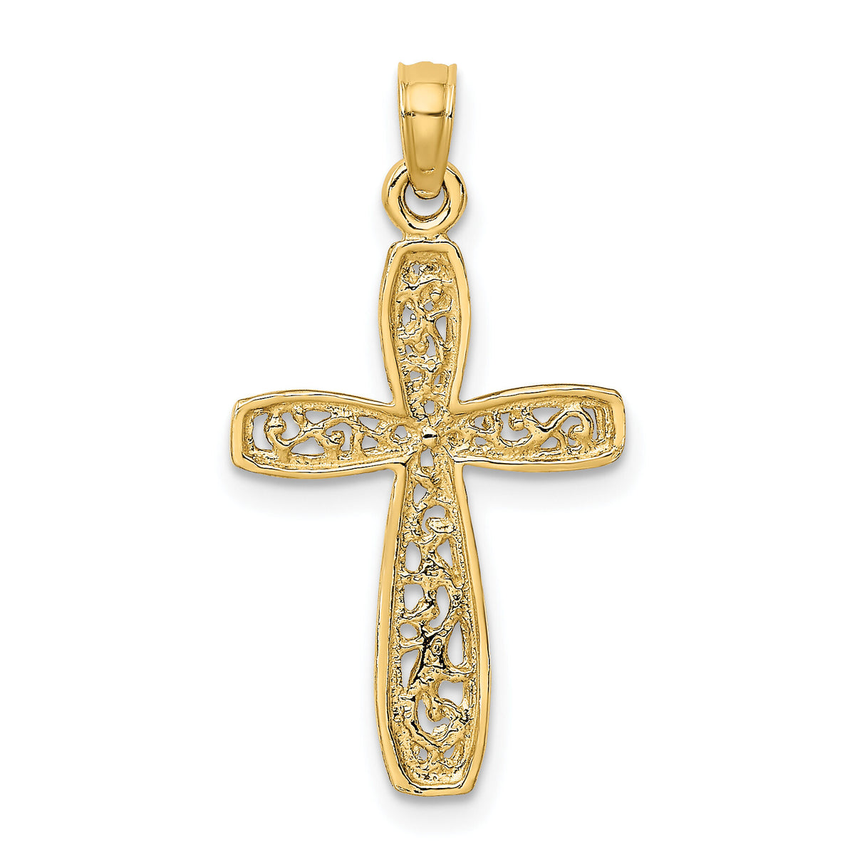 10K Cross w/ Filigree Center Charm-10K8515