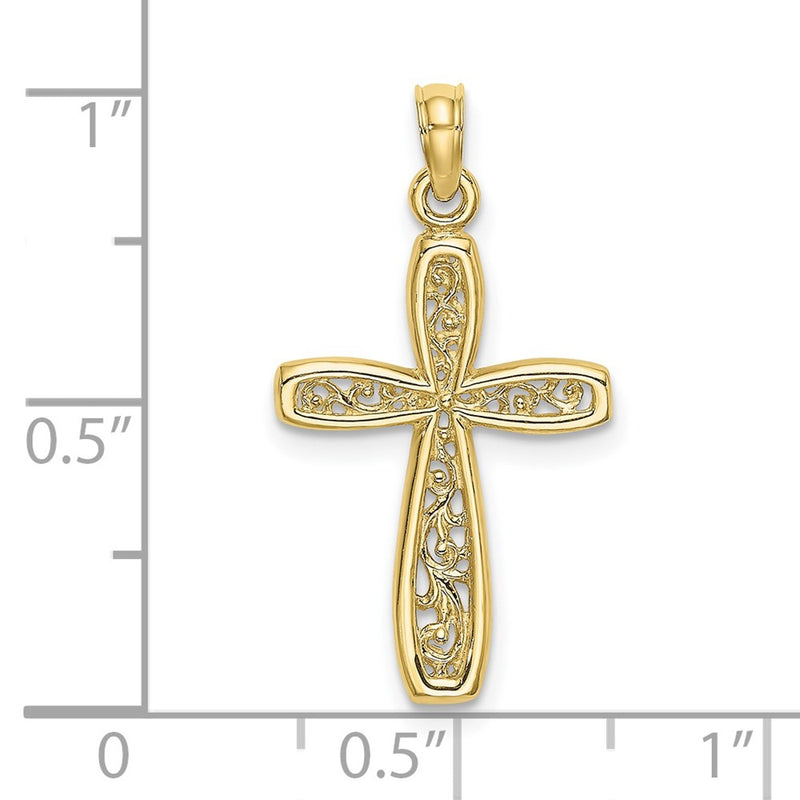 10K Cross w/ Filigree Center Charm-10K8515