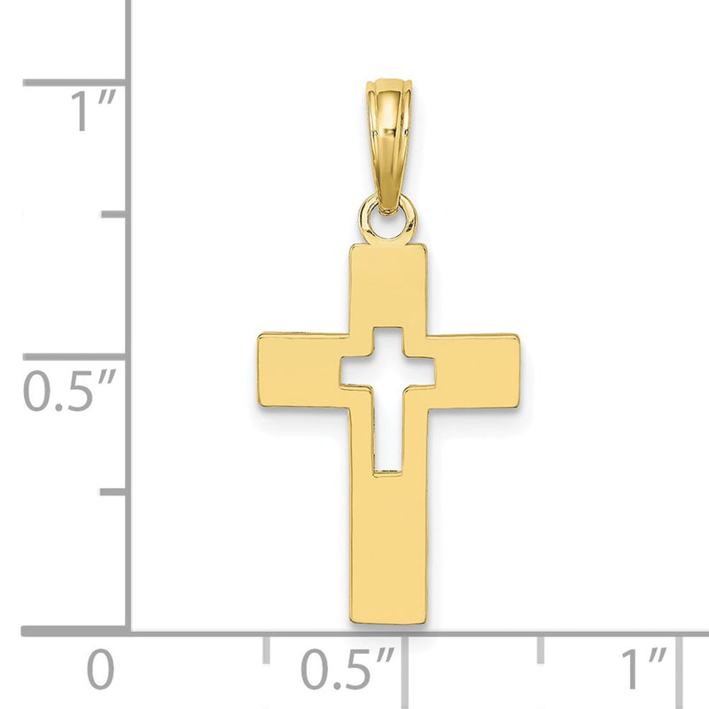 10K Polished Cut-Out Cross Charm-10K8522