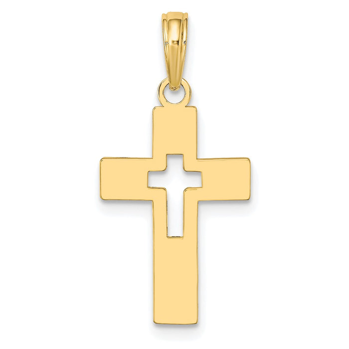 10K Polished Cut-Out Cross Charm-10K8522