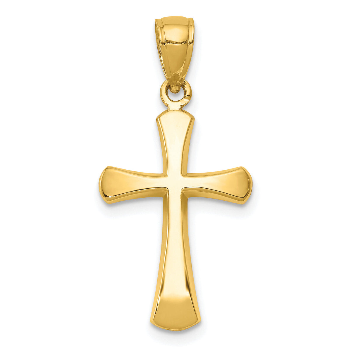 10K Polished Beveled Cross w/ Round Tips Charm-10K8523