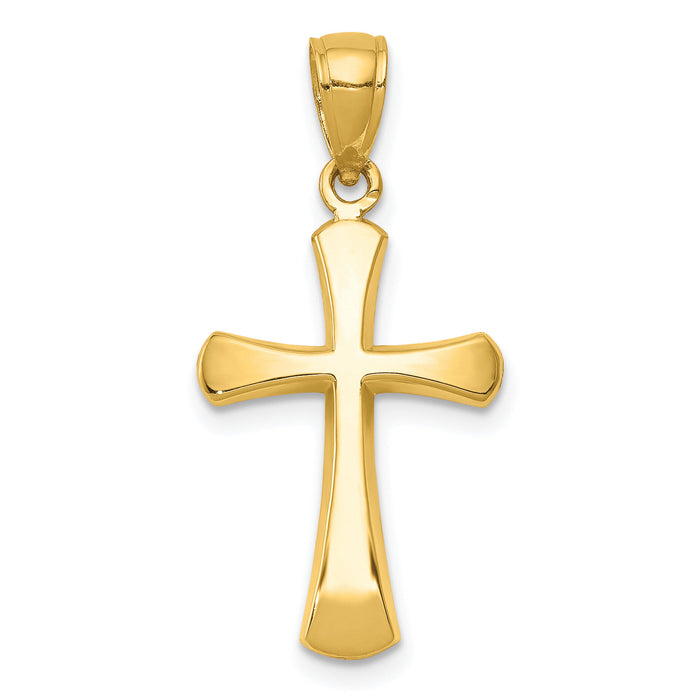10K Polished Beveled Cross w/ Round Tips Charm-10K8523