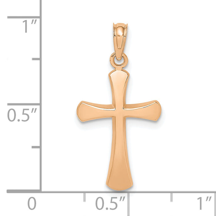 10K Rose Gold Polished Beveled Cross w/ Round Tips Charm-10K8523R