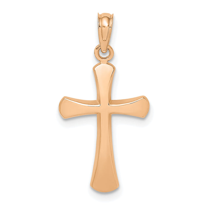 10K Rose Gold Polished Beveled Cross w/ Round Tips Charm-10K8523R