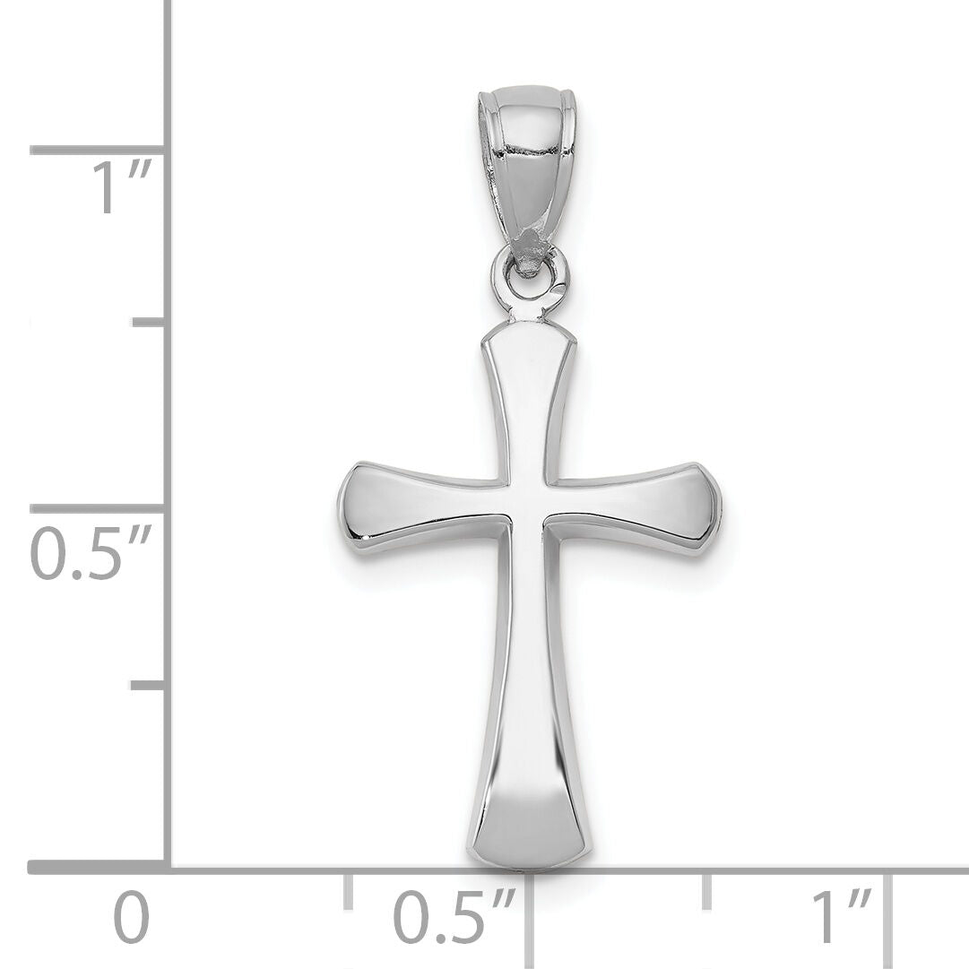 10K White Gold Polished Beveled Cross w/ Round Tips Charm-10K8523W